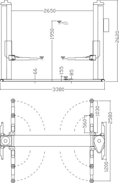 Zavagli Eurolift Z51/3SL Elektromechanische 2-Säulen-Hebebühne 3500kg